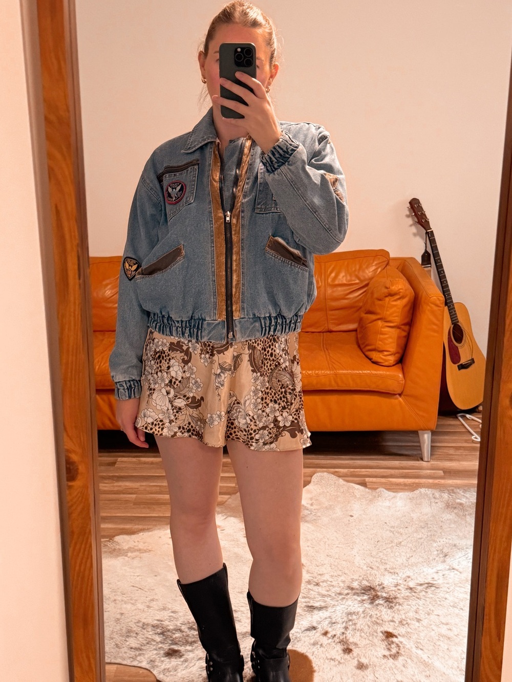 Le Mans Jeans Utility Denim Bomber Jacket